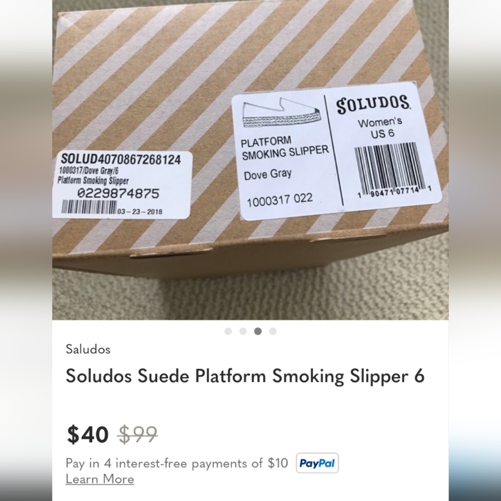 Soludos Suede Espadrille Platform Smoking Slippers Grey Women's 7.5 - Picture 11 of 12